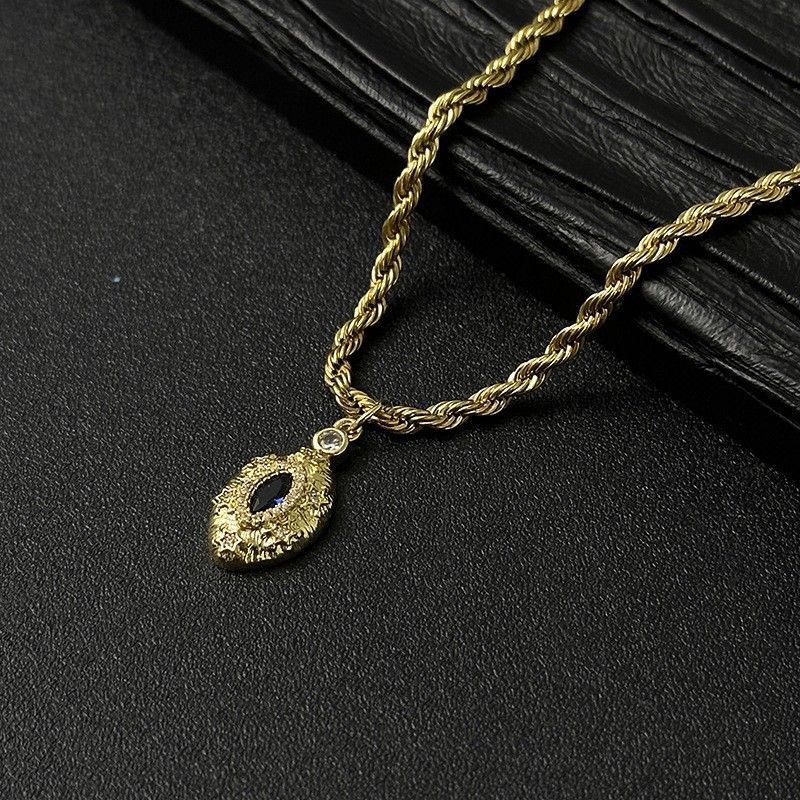 Blue tear eye pendant necklace product presentation