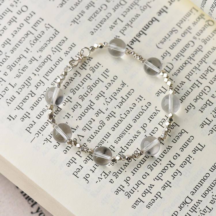 Clear quartz silver bracelet alternate view
