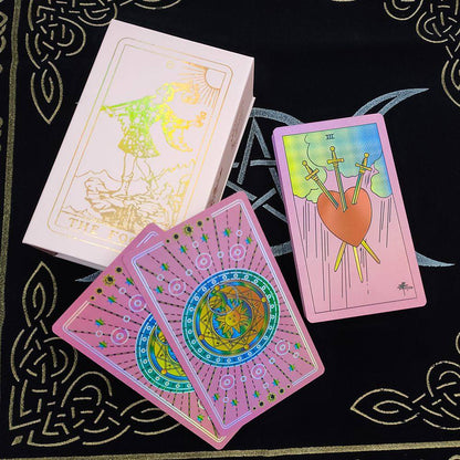 Factory Direct Sale Genuine Laser Iridescent Fluorescent Gold Foil Waite Tarot Cards TARO DECK Cross-Border Electronic Products	