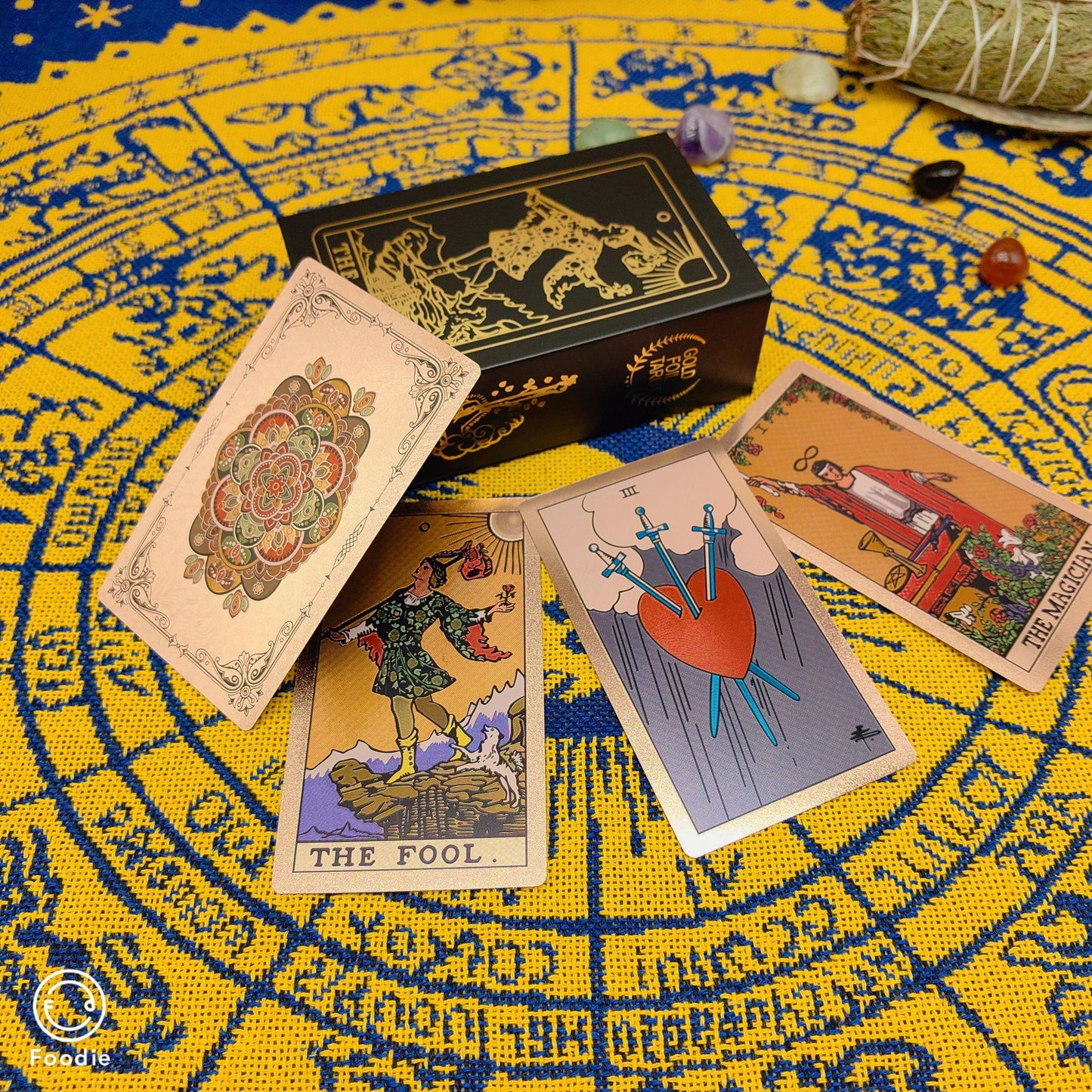Factory Direct Rose Gold European and American Flower Waite Gold Foil Tarot Cross-Border E-commerce Exclusive Product	