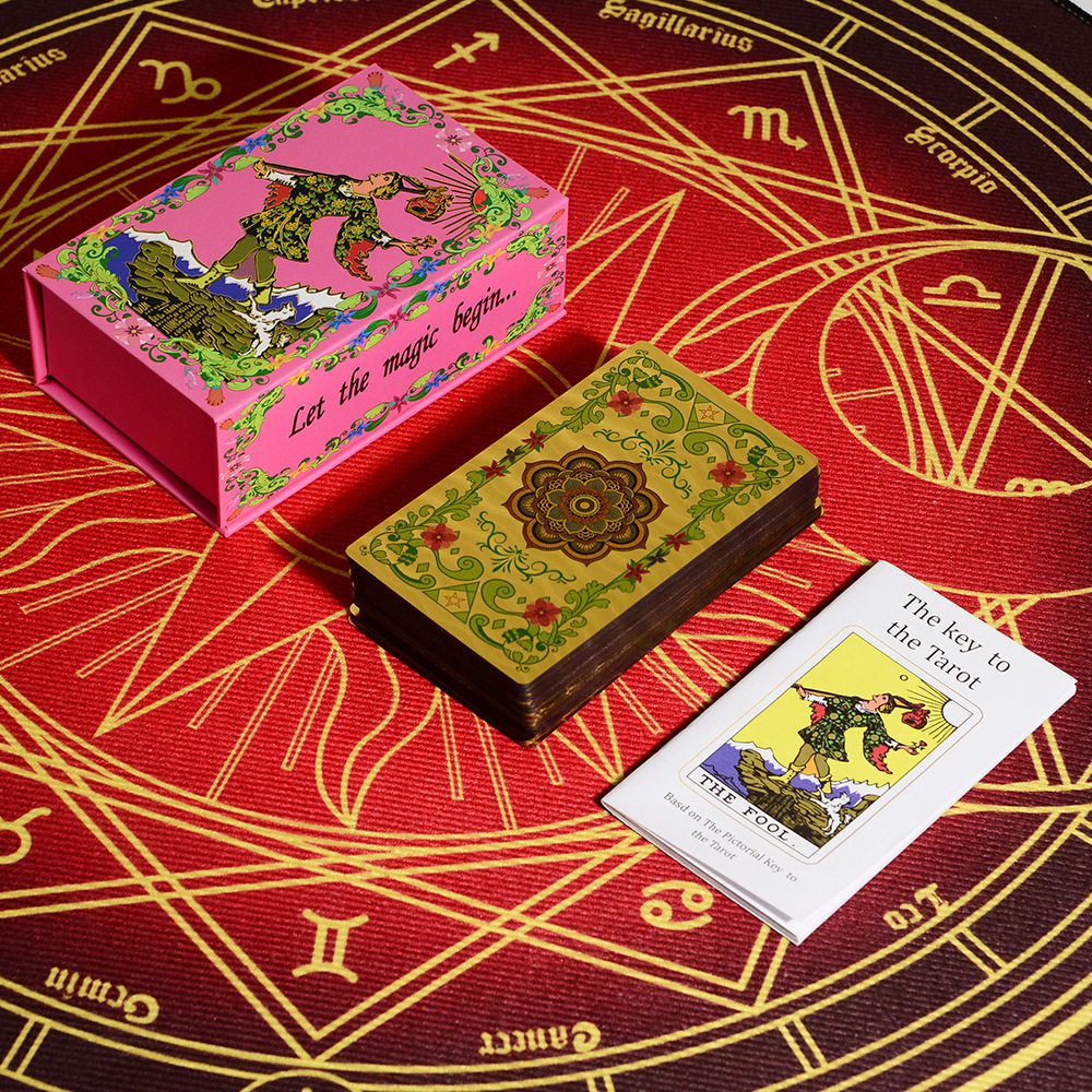 Factory Direct Sale Classic New Gold Foil Flower Language Waite Tarot Cards Exclusive for Cross-Border E-commerce	