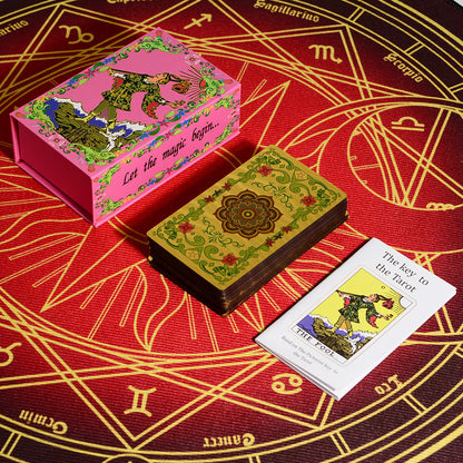 Factory Direct Sale Classic New Gold Foil Flower Language Waite Tarot Cards Exclusive for Cross-Border E-commerce	