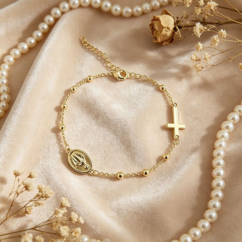 Catholic Rosary Cross Bracelet