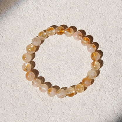 Citrine Gemstone Beads Stretch Crystal Bracelets Energy Souvenir Gemstone Bracelets-Abundance，Prosperity，Positivity	