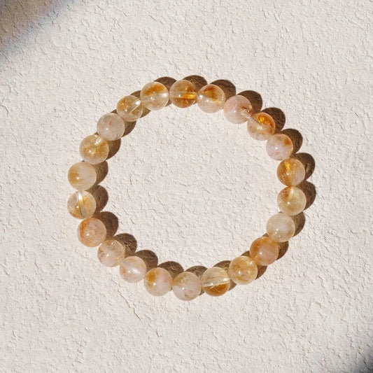 Citrine Gemstone Beads Stretch Crystal Bracelets Energy Souvenir Gemstone Bracelets-Abundance，Prosperity，Positivity	