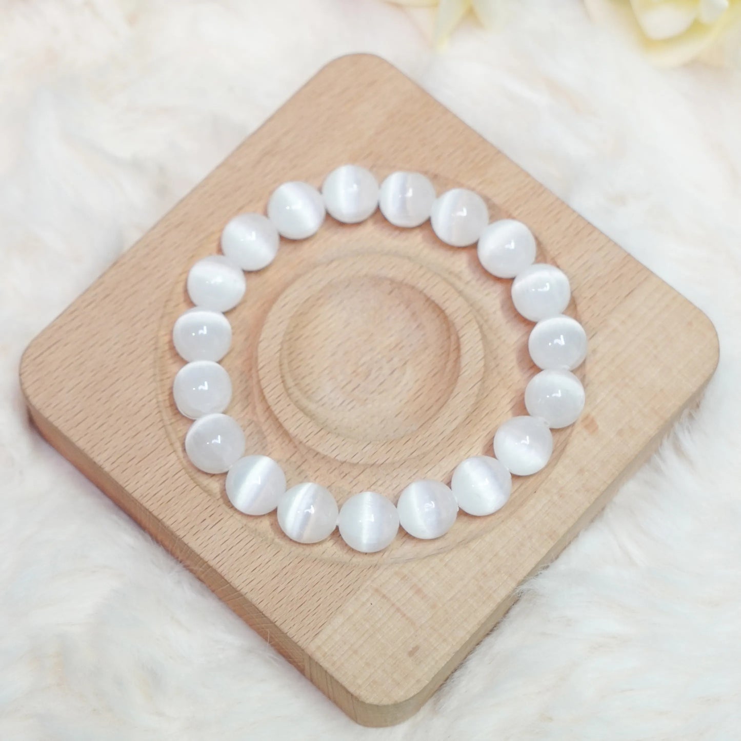 Selenite Natural Gemstones Round Beads Energy Power Crystal Reiki Healing Stretch Bracelet	