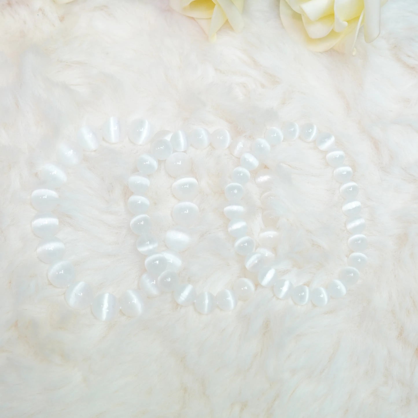 Selenite Natural Gemstones Round Beads Energy Power Crystal Reiki Healing Stretch Bracelet	
