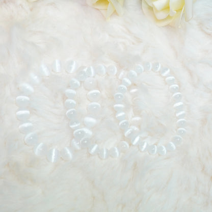 Selenite Natural Gemstones Round Beads Energy Power Crystal Reiki Healing Stretch Bracelet	