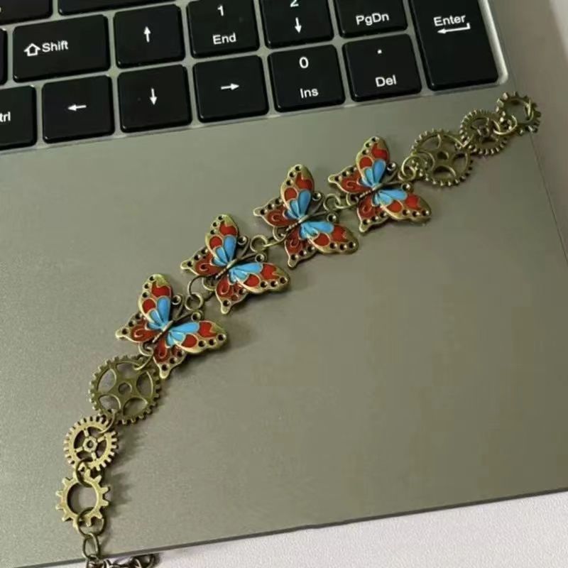 Mechanical butterfly bracelet product presentation