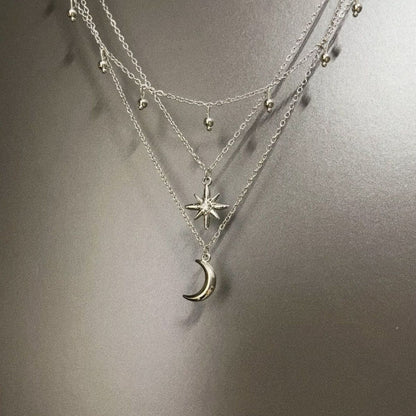 Moon and star pendant necklace main product view