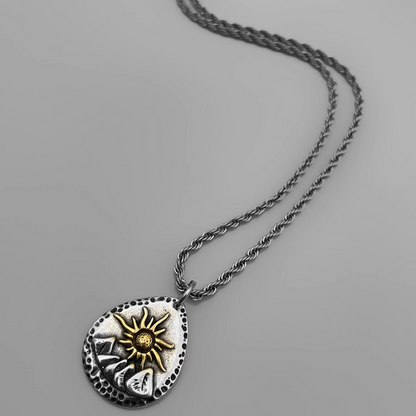 Rising sun pendant necklace with twist chain option