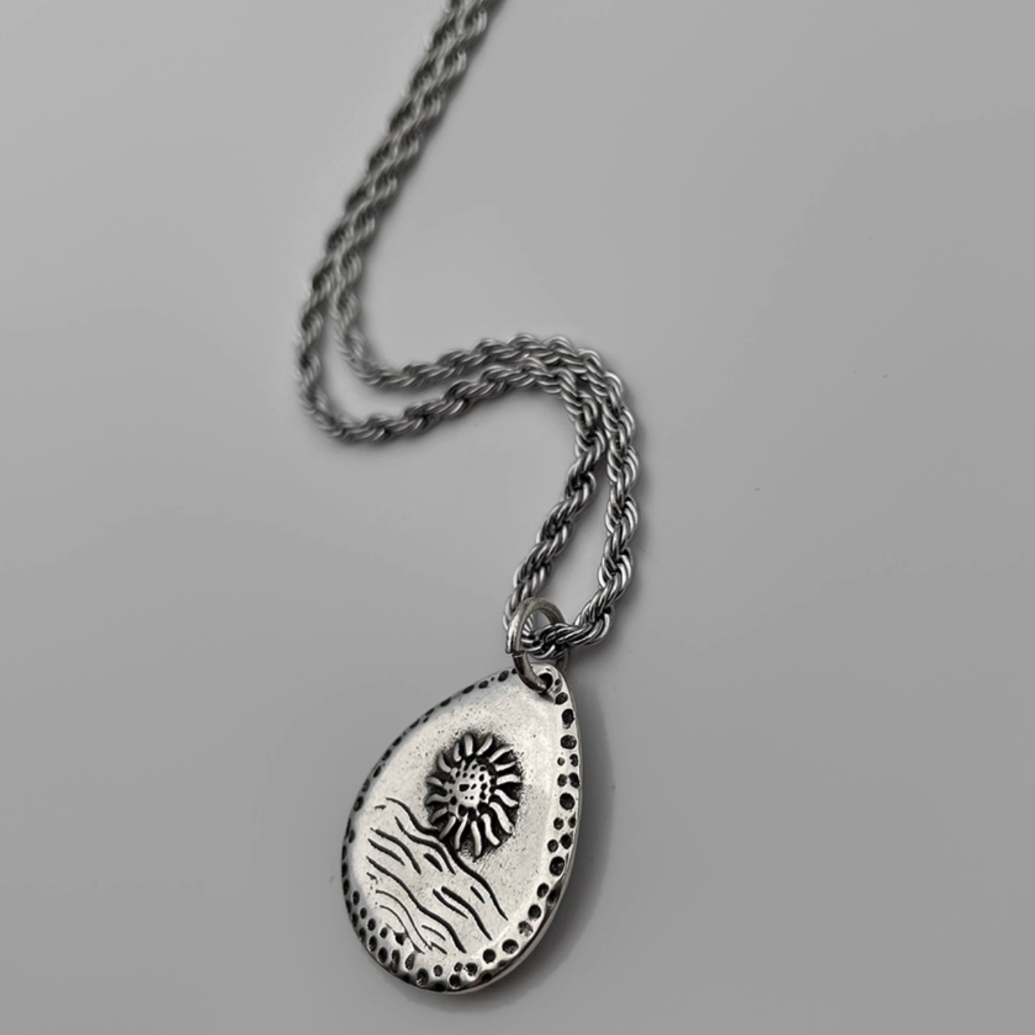 Rising sun pendant necklace with O chain option