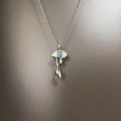 White tear eye pendant necklace main product view