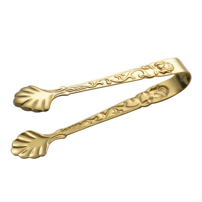 Rose motif stainless steel tongs detail