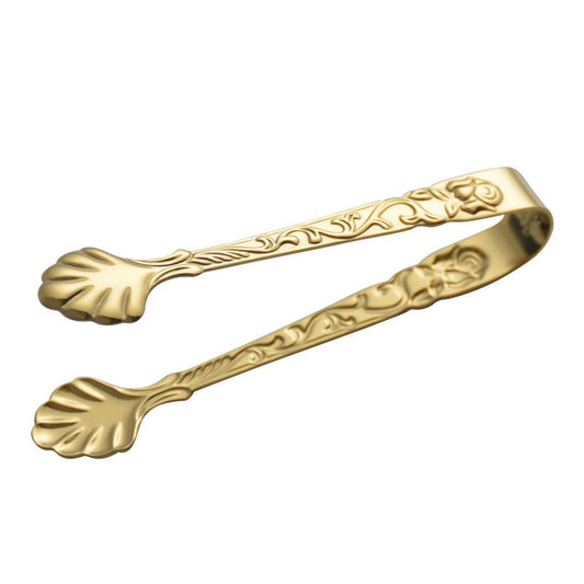 Rose motif stainless steel tongs detail