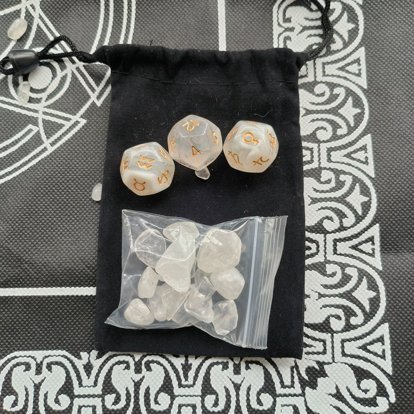 Astrology dice surface and symbol detail