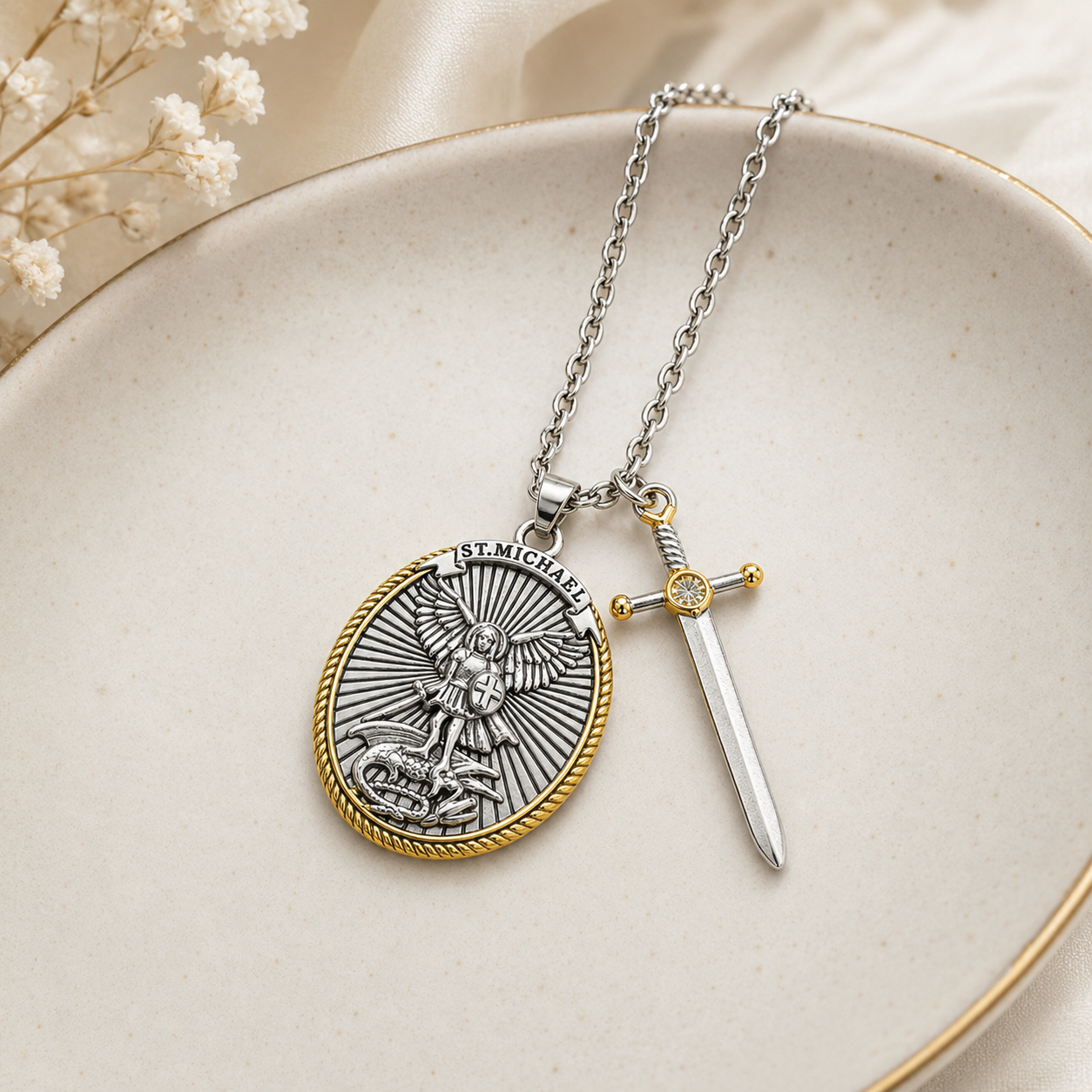 Saint Michael Shield Necklace