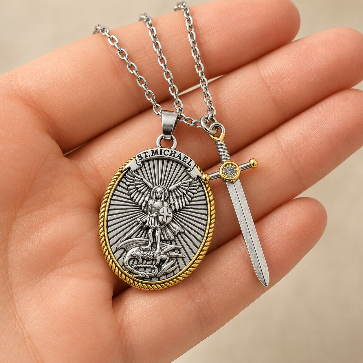 Saint Michael Shield Necklace