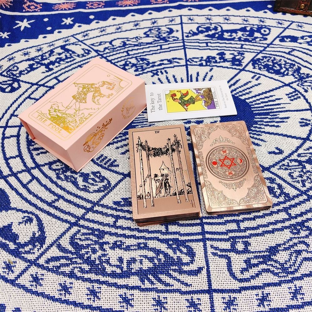 Waterproof Rose Gold Tarot: Pink Floral Mandala PVC Deck with Gift Box	