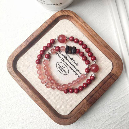 Strawberry quartz bracelet bead detail