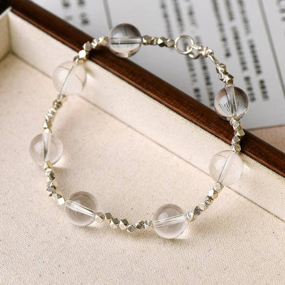 Clear quartz bracelet bead detail