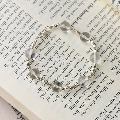 Clear quartz silver bracelet alternate view