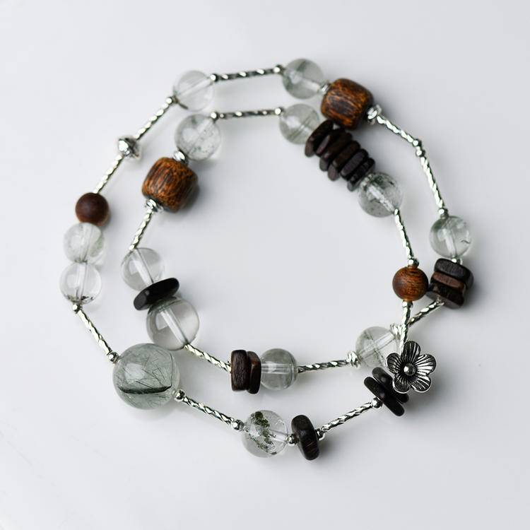 Green phantom quartz bracelet bead detail