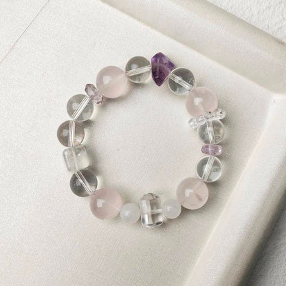 Rose quartz and amethyst bracelet close view