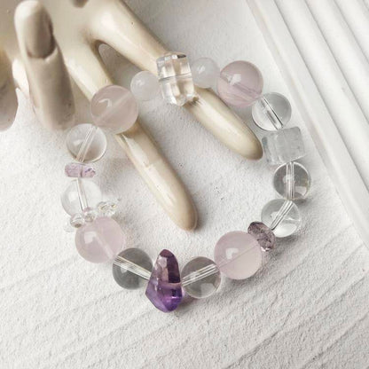 Clear quartz cube bracelet detail