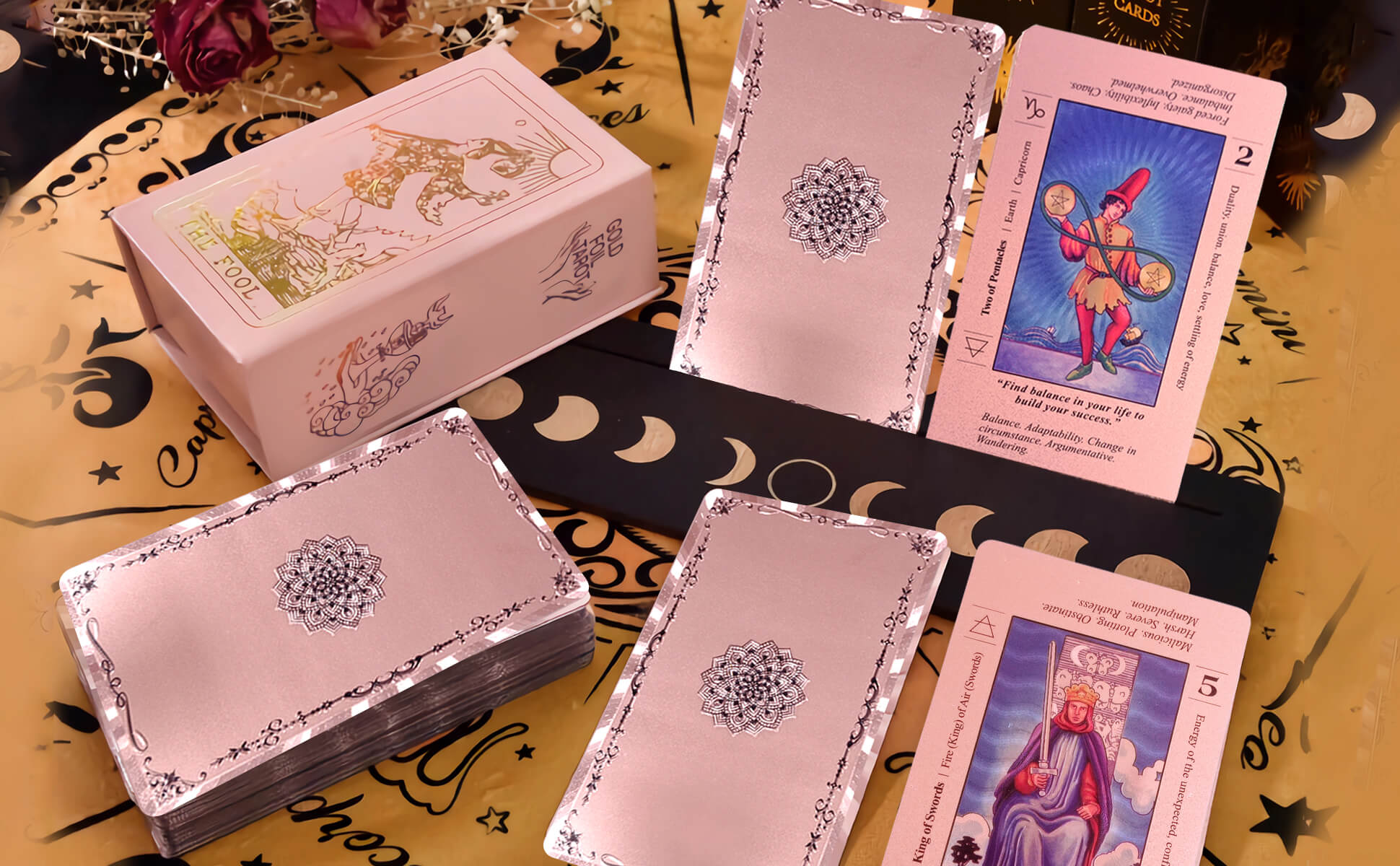 33-Cross-Border Supply Gold Foil Tarot Cards Tarot Book Tarot PVC Waterproof Instruction Book Cards Board Game Tablecloth Cards	