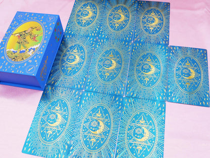 Peacock Blue Gold Foil Tarot: Waterproof Teal PVC Celestial Deck	