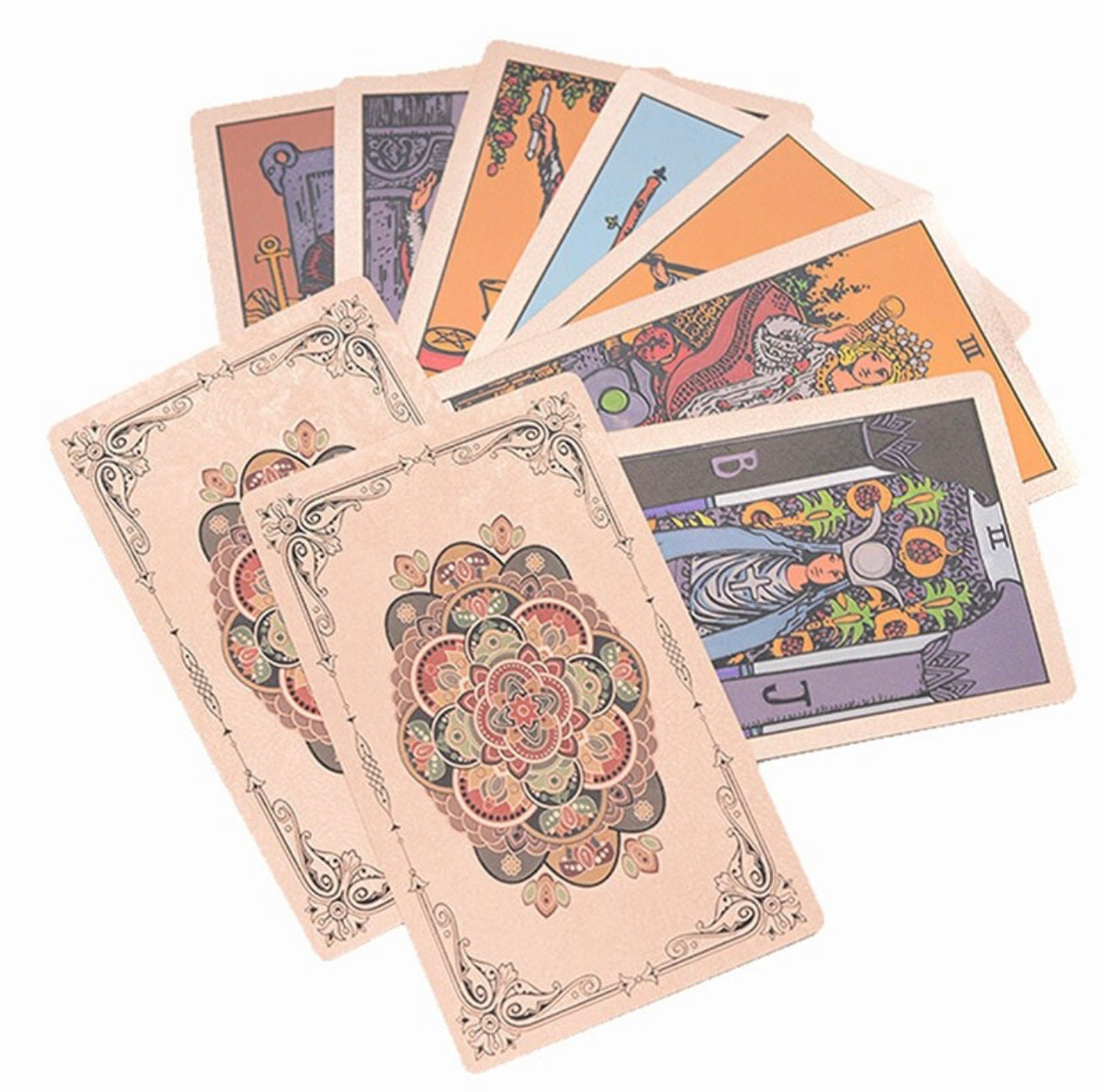 Pink Floral Mandala Deck Rider - Waite-Smith Premium Cards	