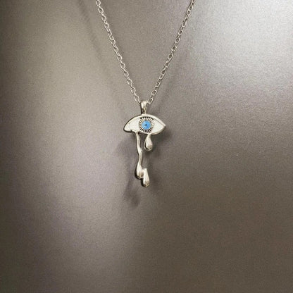 White tear eye necklace pendant detail