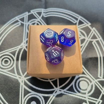 Astrology dice set with celestial symbols