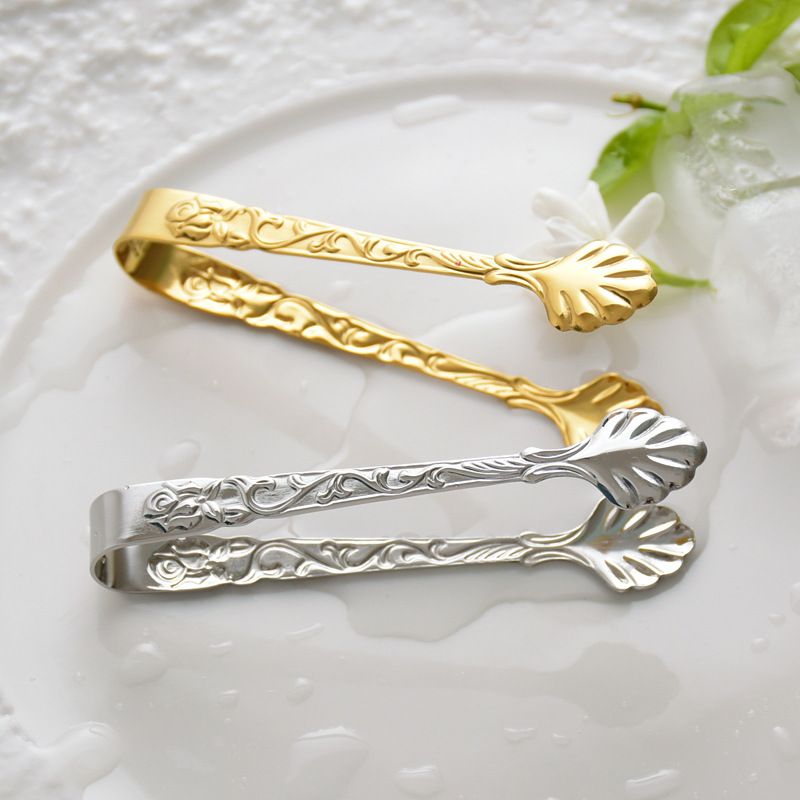 Embossed rose serving tongs main product view