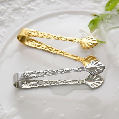 Embossed rose serving tongs main product view