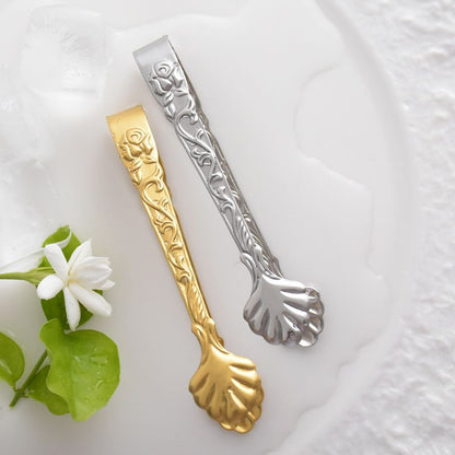 Gold-tone rose serving tongs