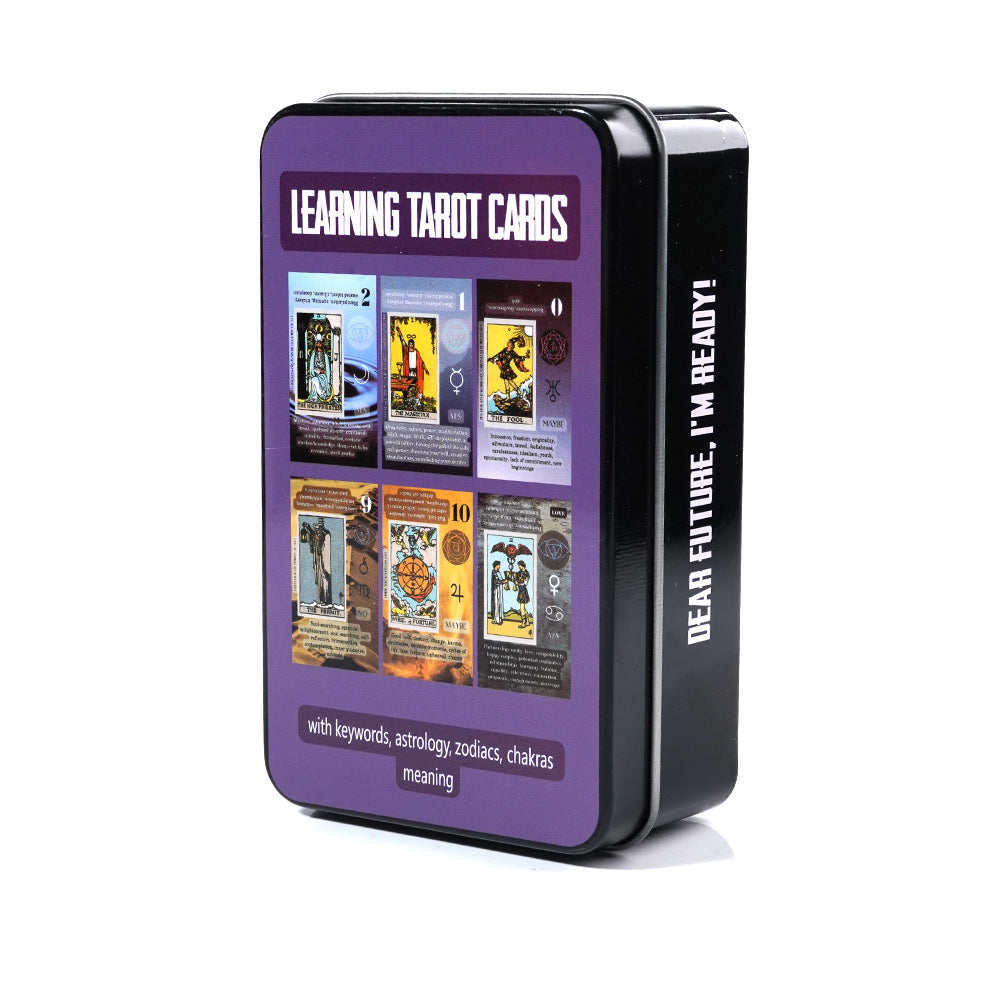 "Dear Future, I'm Ready"Learning Tarot Cards with Meanings on Them | Portable Tin Box Edition | Witchy Gift 	