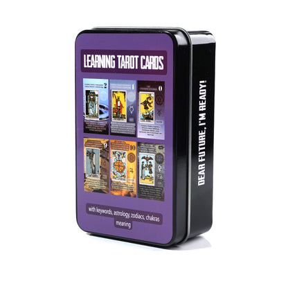 "Dear Future, I'm Ready"Learning Tarot Cards with Meanings on Them | Portable Tin Box Edition | Witchy Gift 	