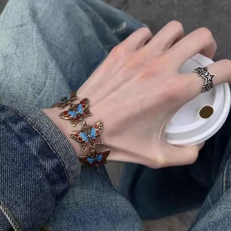 Mechanical butterfly bracelet butterfly motif detail