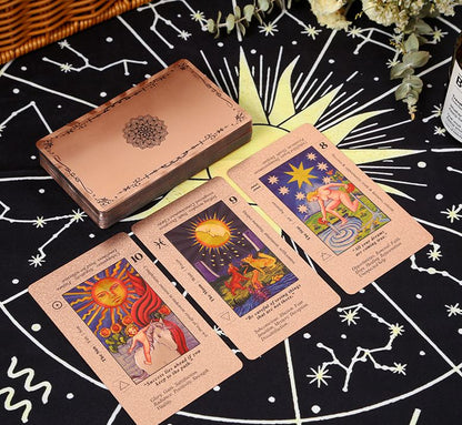 33-Cross-Border Supply Gold Foil Tarot Cards Tarot Book Tarot PVC Waterproof Instruction Book Cards Board Game Tablecloth Cards	