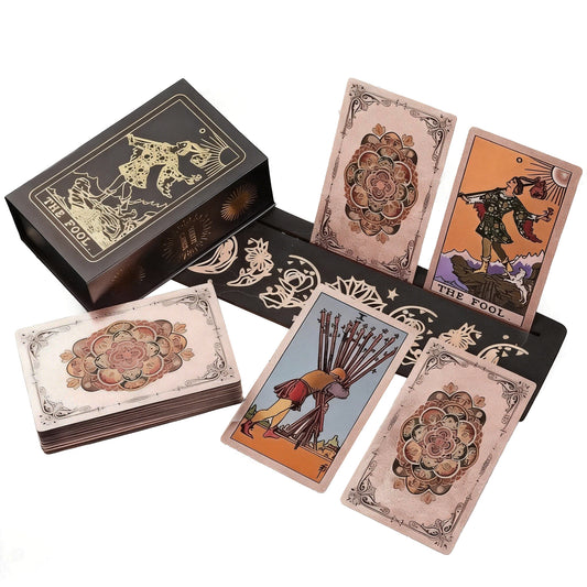 Luxury Rose Gold Tarot: Pink Floral Mandala Deck with Premium Magnetic Box	