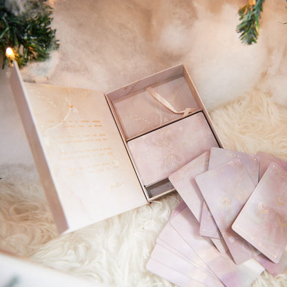 mystic dreams advanced tarot deck with gold detail | pastel color cards	